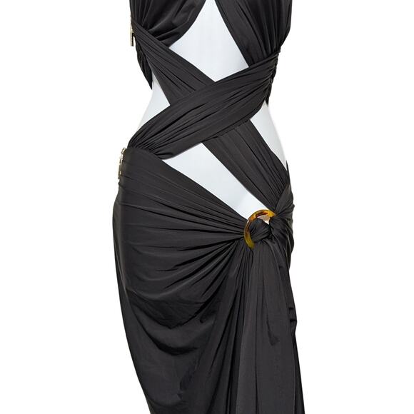 Bronx and Banco Cleopatra Small Black Maxi Dress Designer Gown Sexy Halter Dress - Picture 8 of 16